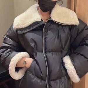 COACH Shearling Trim Cropped Puffer size XS